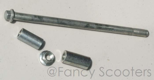 Front Wheel Axle with Spacer and Nut for GS-303,408 (L=230 mm, Diameter=12mm)