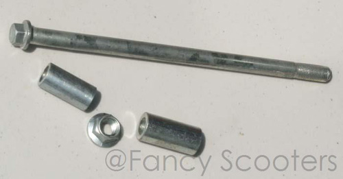Front Wheel Axle with Spacer and Nut for GS-303,408 (L=225 mm, Diameter=12mm)